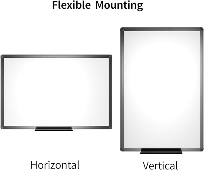 VIZ-PRO Magnetic Dry Erase White Board, 48 X 36 Inches, Black Aluminium Frame