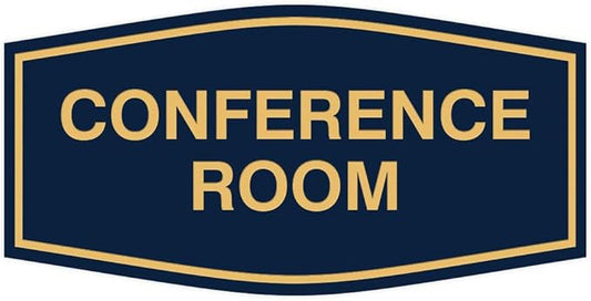 Fancy Conference Room Sign (Blue/Gold) - Large
