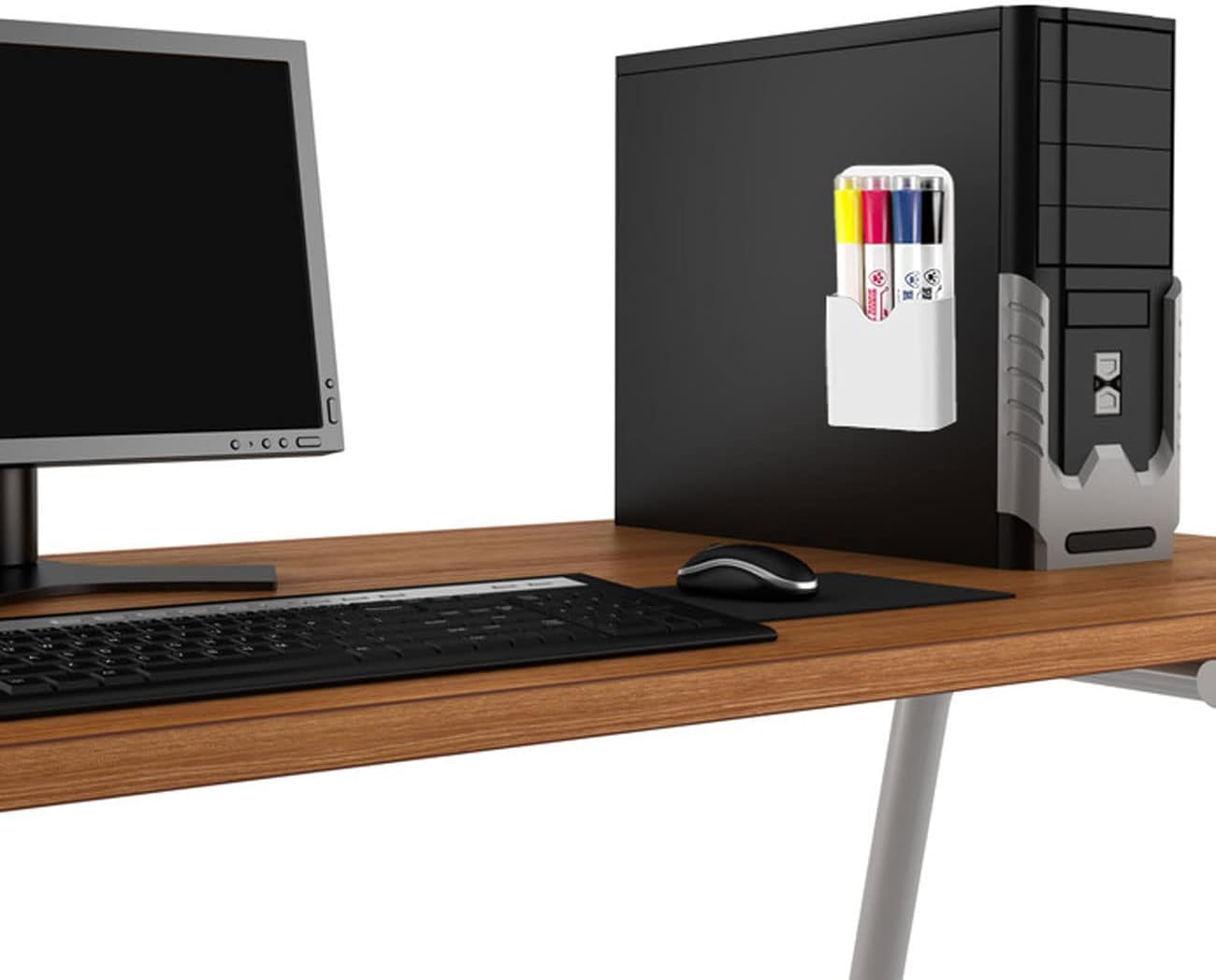 Magnetic Marker Holder Pen Holder for Whiteboard or Fridge Magnet Pencil Cup Storage Organizer for Classroom Office Home Locker and Metal Cabinets Media Organizer Storage 2Pack(White) (White)