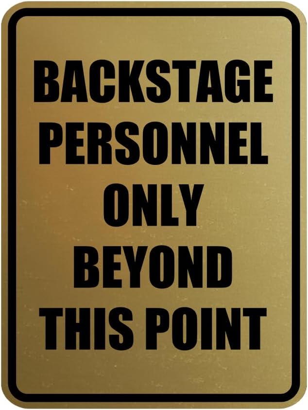 Portrait Round Backstage Personnel Only Beyond This Point Door or Wall Sign Easy Installation | Music | Concert | Festivals Sign (Brushed Gold) - Large