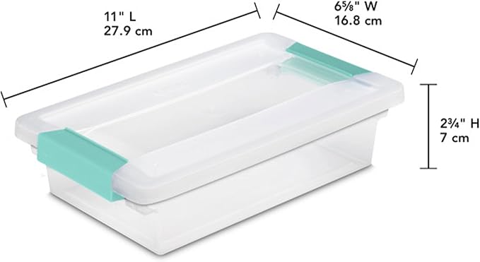 Sterilite 24-Pack Clip Box, Stackable Clear Plastic Bins with Latching Lids, Small - Writing, Arts or Crafts Supplies Storage Containers for Home, Office, Classroom and Workshop Organization
