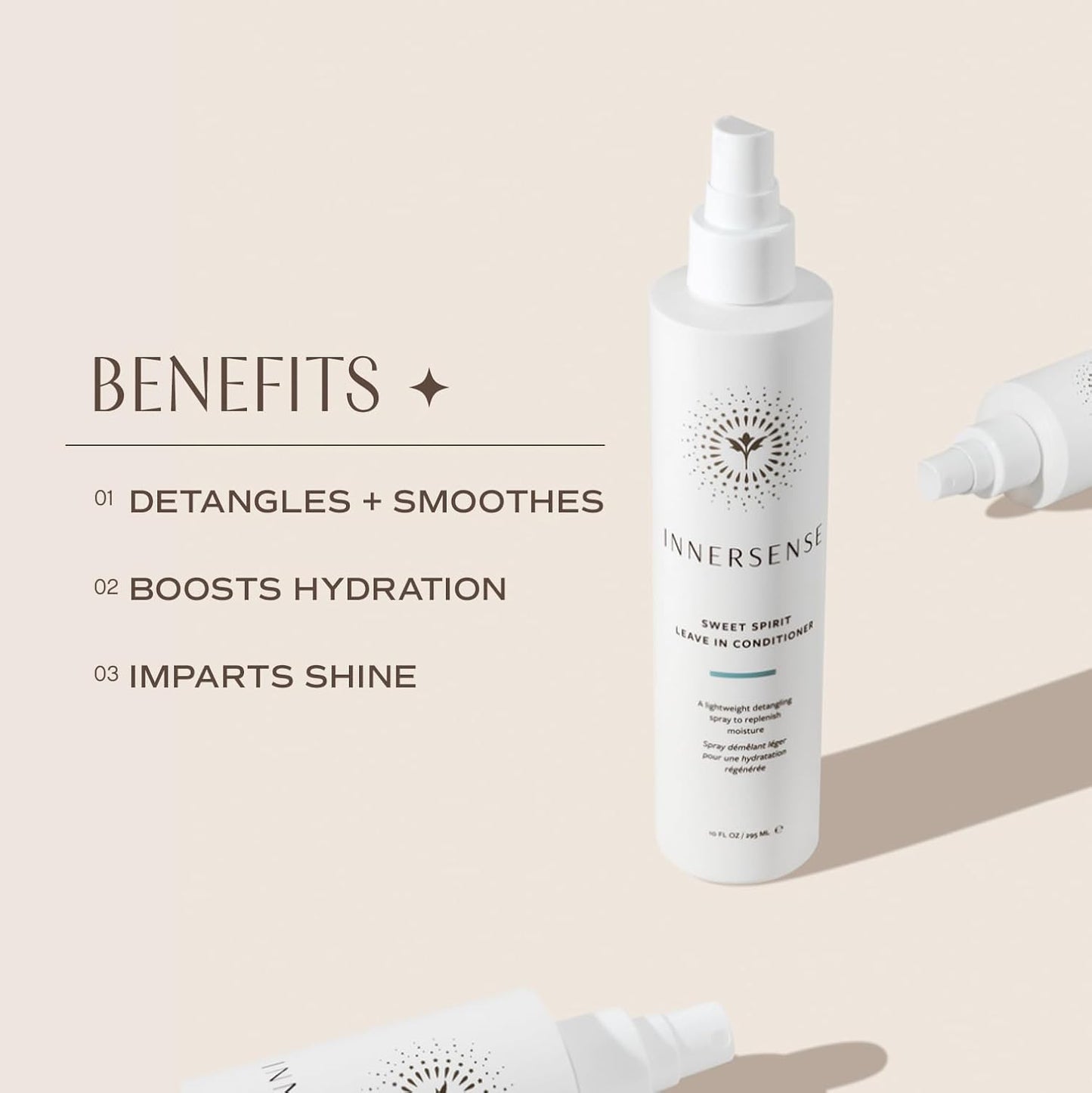 INNERSENSE Organic Beauty - Natural Sweet Spirit Leave-In Conditioner | Detangling, Hydrating, Smoothing | Non-Toxic, Cruelty-Free, Clean Haircare (2 Pack - 2 fl oz | 59.1 mL each)