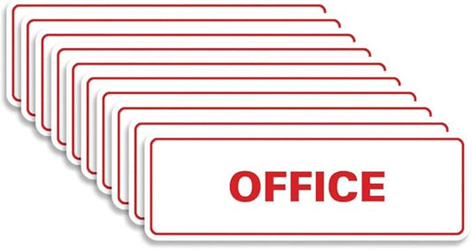 Signs ByLITA Standard Office Sign - Professional Business Signage - Easy to Install (White/Red) - Large 10 Pack