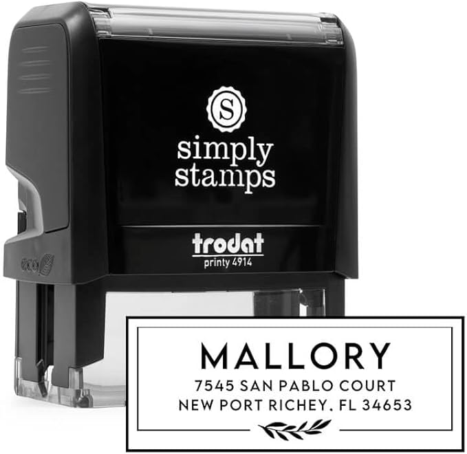 Custom Floral Address Stamp | Choose from 12 Designs | Multiple Ink Color Options | Envelope Return Address Stamp for Couple or Family (Design 1, Extra Large)