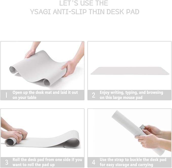 YSAGi Non-Slip Leather Desk Pad, Waterproof Laptop Computer Desk Keyboard Mat, Table Protector Blotter Mat, Large Mouse Pad for Office/Work/Home/Decor(White, 31.5" x 15.7")