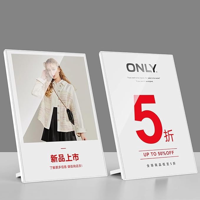 ECKEK Acrylic Sign Holder A3/A4/A5 Menu Displays L Shape Sign Stand Table Top Sign Stand (Horizontal A4 297×210mm/11.69×8.27 inches)