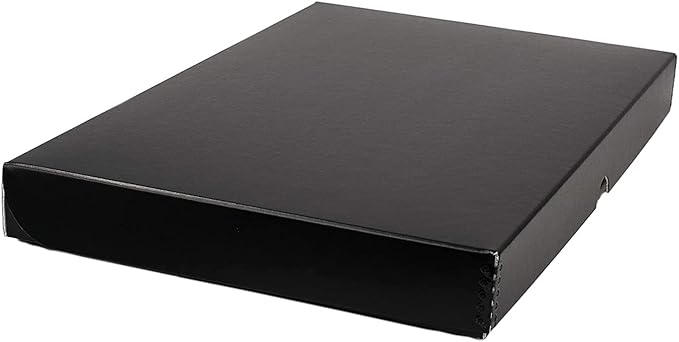 Lineco Folio Storage Box, Clamshell Design with Metal Edge. 11.5x17.5x1.75 Inches, Archival Boxboard, Preserve Photos, Cards, Magazines, Documents, Art, Ephemera, Family Records, Black, Pack of 2