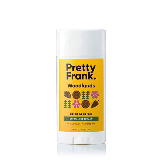 Pretty Frank Natural Aluminum-Free Deodorant Stick, Baking Soda-Free, Woodlands (1-Pack) | Sensitive Skin Friendly, Effective Odor Control for Women & Men, Organic Ingredients and Essential Oils