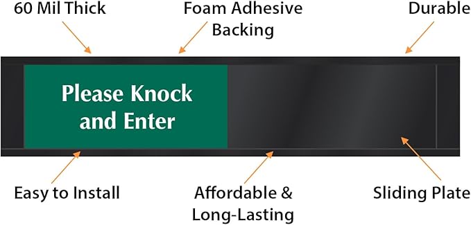 SmartSign Privacy Sign - Do Not Disturb/Please Knock and Enter Slider Door Sign for Home Office Restroom Conference Hotel Hospitals | 2.25" x 10" Plastic Black, Made in USA