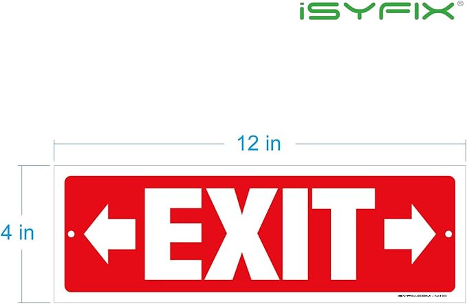 iSYFIX Exit Signs - 12 Pack 12x4 Inch Directional Right & Left Arrow Signs, 40 mil Polystyrene Plastic, UV Laminated, Scratch & Fade Resistant, Waterproof - Ideal for Office, Theater, School, Business