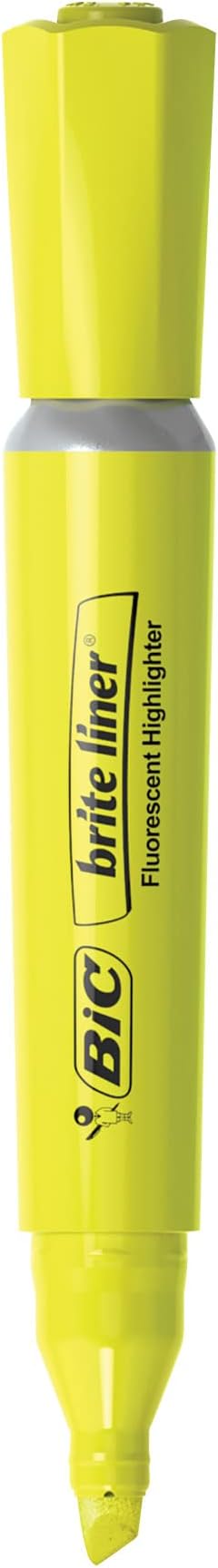BIC Brite Liner Grip XL Highlighters, Chisel Tip, 4-Count Pack of Assorted Highlighters, Ideal Highlighter Set for Organizing and Coloring