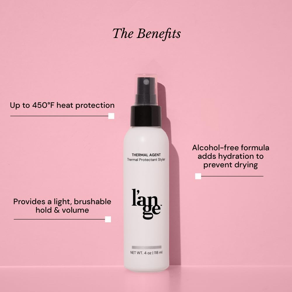 L'ANGE HAIR Thermal Agent - Thermal Heat Protectant Spray for Hair - Guards Strands from Damage Up to 450°F - Enhances Shine, Volume & Controls Frizz - Lightweight, Non-Greasy Formula - 4 Fl oz