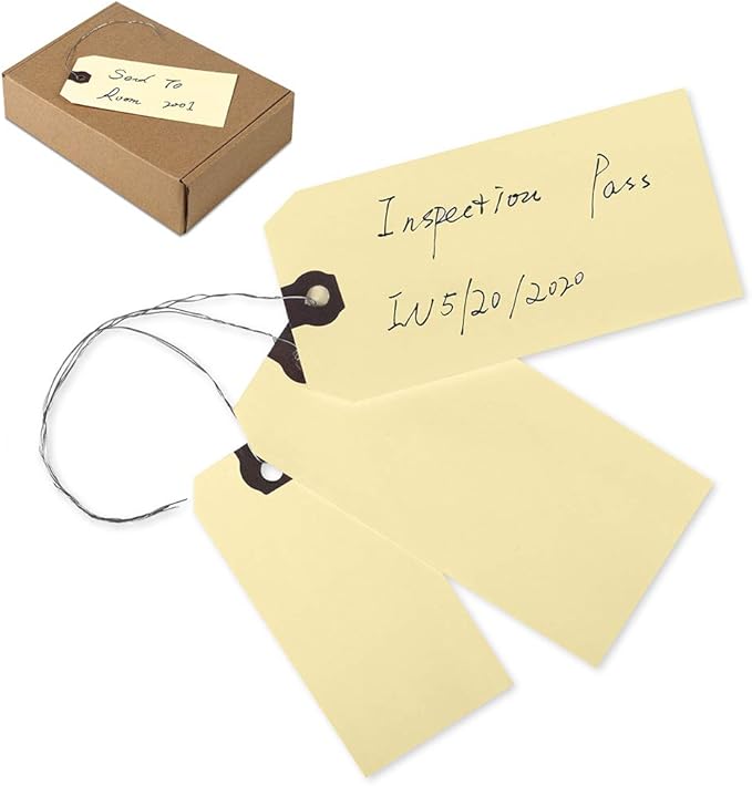 INNOVART Shipping Tags - Double Wired 4 3/4" x 2 3/8", Manila Wire Tags with Reinforced Eyelet, Case of 1000