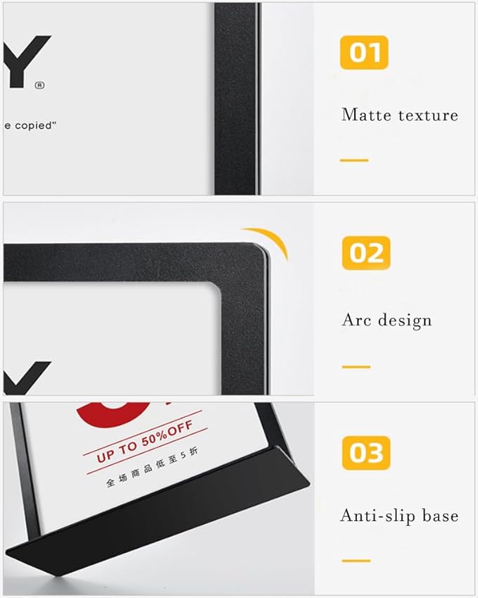 ECKEK Carbon Steel Sign Holder, Slanted Menu Displays, Table Top Sign Stand (L Shape White A5 148×210mm/ 5.83×8.27 inches)