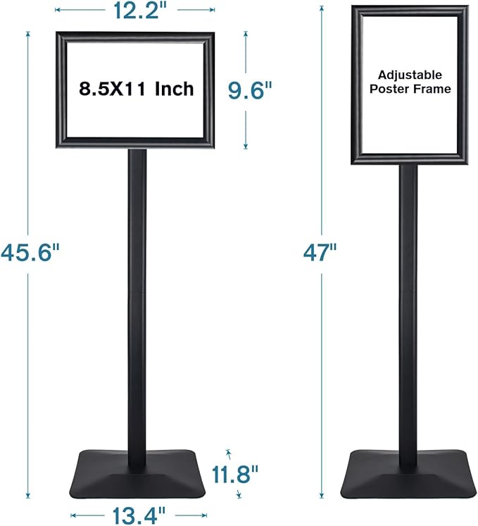 Golemas Sign Stand for Display, 11lbs Integrated Rod Heavy Duty Pedestal Floor Signage Stand Holder, for Outdoor or Indoor Advertising (8.5 x 11, Black, 3Pack)