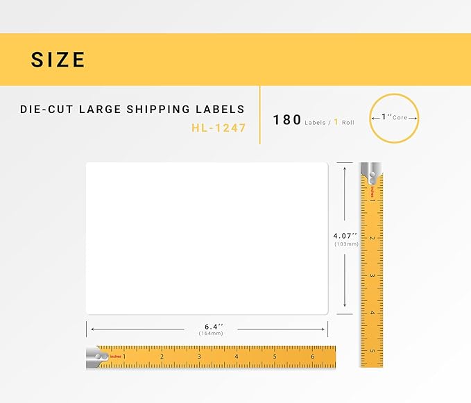 HOUSELABELS Compatible with DK-1247 Replacement Roll for Brother QL Label Printers; 180 Large Shipping Labels; 4.07" x 6.4" (103mm*163mm) - 16 Rolls