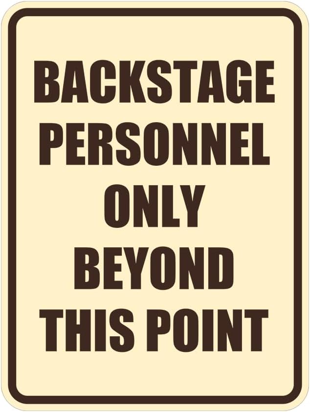 Portrait Round Backstage Personnel Only Beyond This Point Door or Wall Sign Easy Installation | Music | Concert | Festivals Sign (Ivory/Dark Brown) - Large