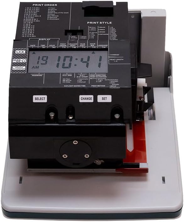 uPunch CR1000 Digital Time Clock and Date Stamp for Small Business: Complete Employee Time Tracking System with 50 Time Cards, Ribbon & Keys