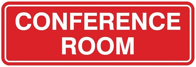 Standard Conference Room Sign -Red - Large 2 Pack