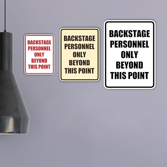 Portrait Round Backstage Personnel Only Beyond This Point Door or Wall Sign Easy Installation | Music | Concert | Festivals Sign (Brushed Silver) - Small (5 Pack)