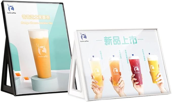 ECKEK ABS Plastic Sign Holder，Menu Displays L Shape Sign Stand Vertical/Horizontal Use (Black A5 148×210mm/5.83×8.27inches)
