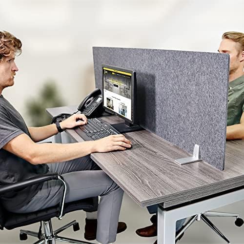 OBEX Free Standing Desk PET Privacy Screen, Table Top Home & Office Furniture Partitions and Dividers, Portable Workstation Freestanding Panels, 18" x 42" Shadow