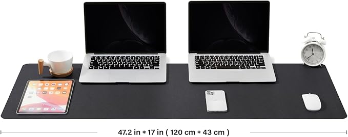 Large Cork Desk Mat - 47.2"x 17" Desk Pad for Office and Home - Ideal for Large Mouse Pad and Desk Mats on Top of Desks(Black)