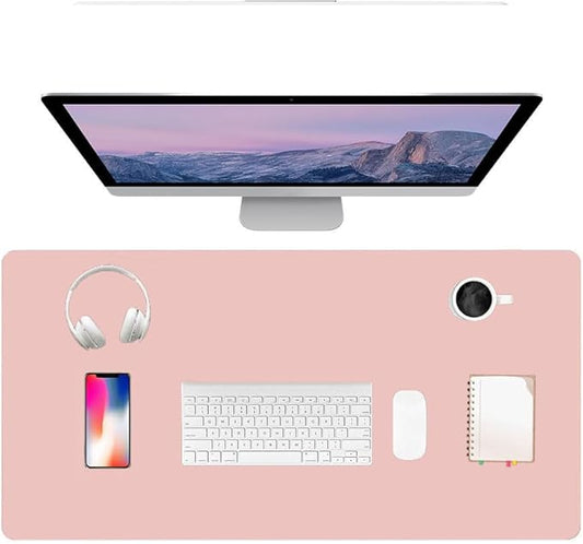 PU Leather Desk Pad Protector Gaming Mouse Pad Non Slip Desk Mat for Keyboard and Mouse Waterproof Desk Writing Pad for Office and Home Desk Accessories(Pink, 47.2 * 17.7)