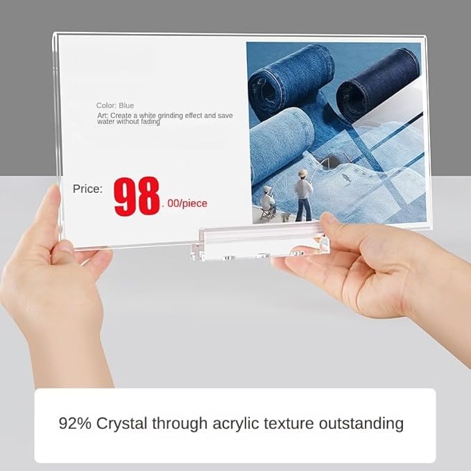 ECKEK Magnetic Sign Holder Grip Holder, Powerful Magnet, Acrylic Sign Holder for Retail Shelves Display Store Vendor Event Warehouse and Shop Supplies (Wood Base 297*210mm/11.69*8.27inches)