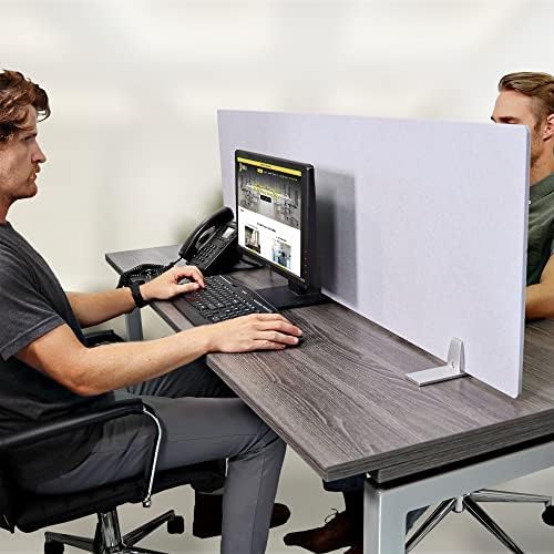 OBEX Free Standing Desk PET Privacy Screen, Table Top Home & Office Furniture Partitions and Dividers, Portable Workstation Freestanding Panels, 24" x 66", Stone