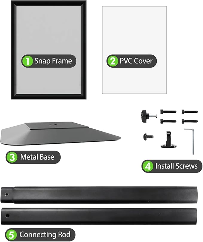 INNOVSIGN Heavy Duty Adjustable Pedestal Poster Sign Stand, 8.5x11 Aluminum Open Floor Standing Sign Holder for Vertical and Horizontal View Display (8.5x11,Black)