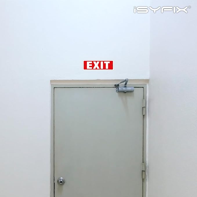 iSYFIX Exit Sign – 12 Pack 12x4 Inch – 40 mil Thick Polystyrene Plastic Sign, Laminated UV, Scratch & Fade Resistance, Waterproof, Indoor & Outdoor, Exit Signs for Exterior.