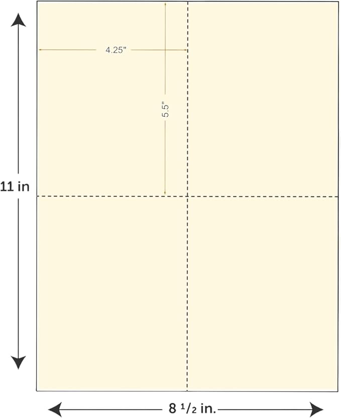 Limited Papers (TM) 8.5x11 Perforated Paper, 20/50 Pound, 75 GSM, Variety of Perforation Sizes and Colors, for Forms, Tickets, Postcards, Business Cards. (Green, 4 up – 1 Hor. & 1 Ver.)
