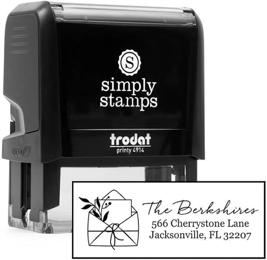Custom Floral Address Stamp | Choose from 12 Designs | Multiple Ink Color Options | Envelope Return Address Stamp for Couple or Family (Design 4, Medium)