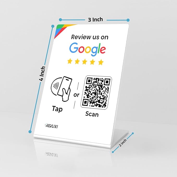 REVLIXI Google Review Stand (2 PCS) -Boost Google Reviews w/Reusable Google Review Tap Card Stand & QR Code Stand- No App No Subscription - Compatible with iPhone & Android - Grow with Google Reviews