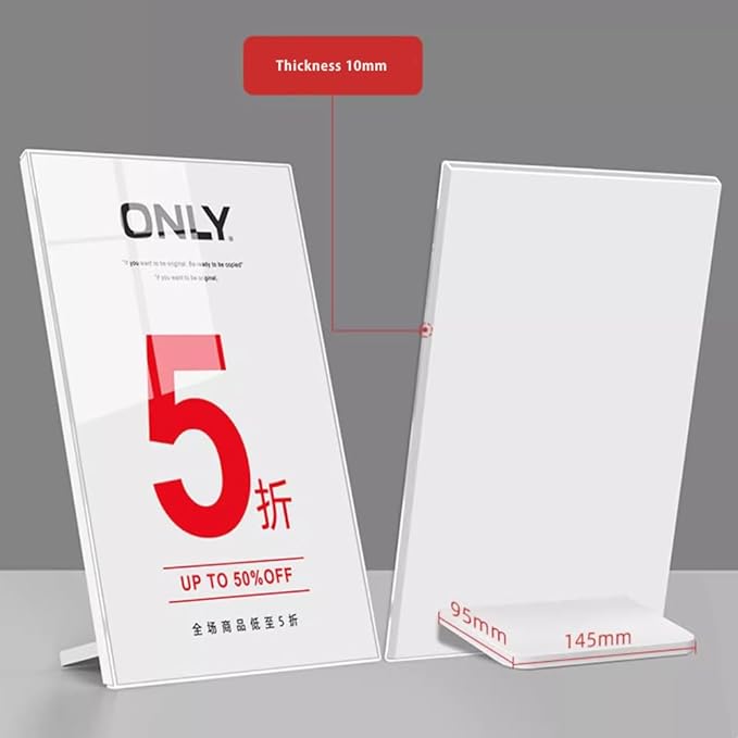 ECKEK Acrylic Sign Holder A3/A4/A5 Menu Displays L Shape Sign Stand Table Top Sign Stand (Horizontal A3 420×297mm/16.54×11.69inches)