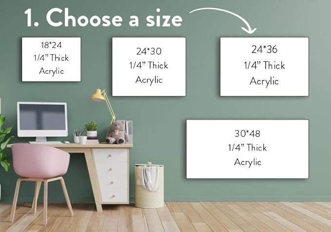 Acrylic Dry Erase Board for Wall with Stylish Border - Shipped Next Day, Made in USA, Non-Magnetic Whiteboard, Wall Mounted Board, Easy to Clean (White - 30x36)