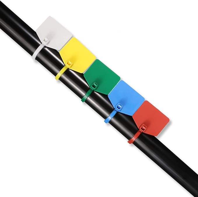 Waterproof Shipping Tags - Self Locking Nylon Writable Marker Ties for Luggage Identification, Plastic Straps Label Mark, Seal Zip Tie for Labeling - 100pcs (Green)