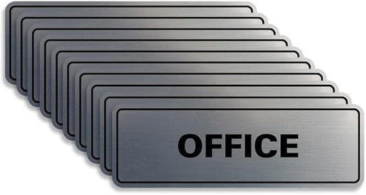 Signs ByLITA Standard Office Sign - Professional Business Signage - Easy to Install (Brushed Silver) - Small 10 Pack