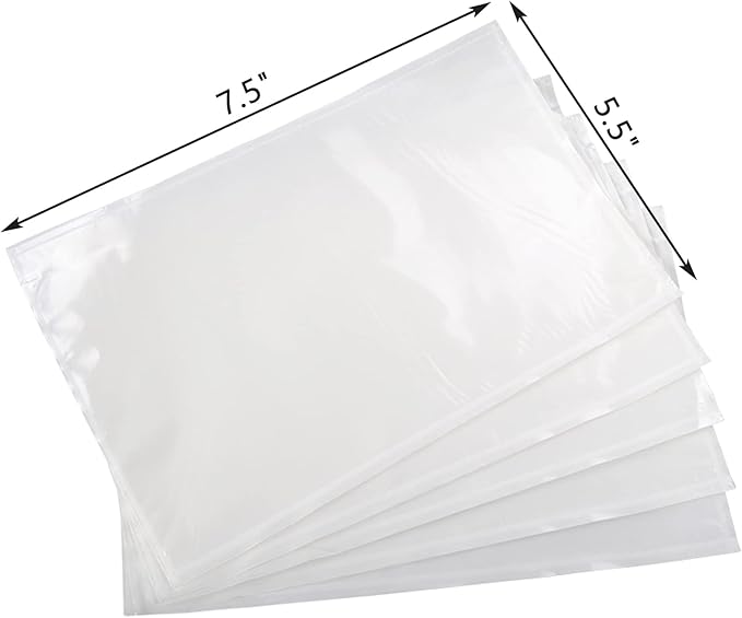 RyhamPaper Packing List Envelopes, Clear 7.5" x 5.5" Self Adhesive Shipping Labels Envelope Pouches (500 Pack)