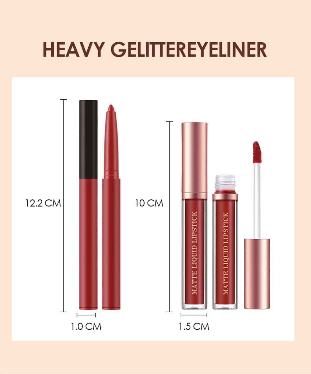 BestLand 6Pcs Matte Liquid Lipstick + Lip Liner Pens Set, One Step Lips Makeup Kits Pigment Velvety Nude Lip Stain Waterproof Long Wear Lip Gloss Make up Gift Set (Graceful Nudes Collection)