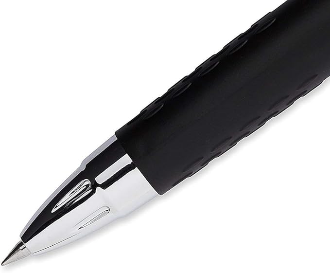 Advantage Gifts Signo 207 Roller Ball Retractable Gel Pens, Medium Point (0.7mm), Black Blue Red And Purple Ink, 4 Count, Bundle with Plastic Reusable Pouch