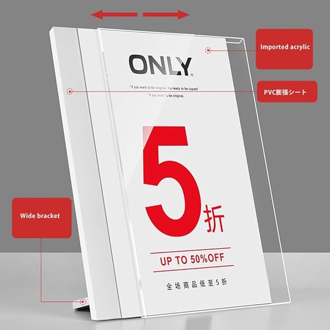 ECKEK Acrylic Sign Holder A3/A4/A5 Menu Displays L Shape Sign Stand Table Top Sign Stand (Horizontal A3 420×297mm/16.54×11.69inches)