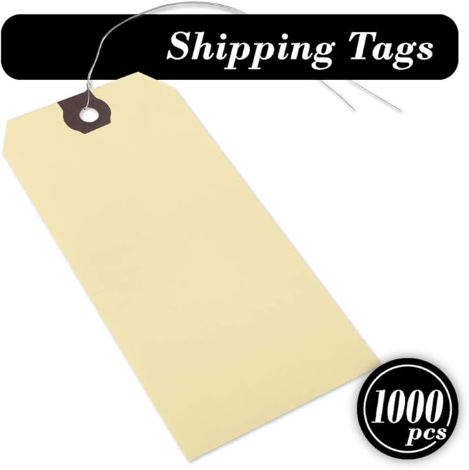 INNOVART Shipping Tags - Double Wired 6 1/4" x 3 1/8", Manila Wire Tags with Reinforced Eyelet, Case of 1000