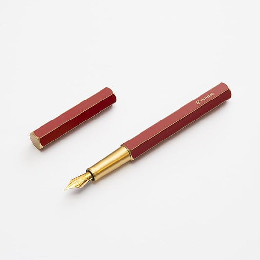YSTUDIO Stunning Classic Revolve Fountain Pen, Schmidt Gilded Nib, Best Pen Gift Set for Men & Women, Professional, Executive Office, Nice Pens（red，F nib）