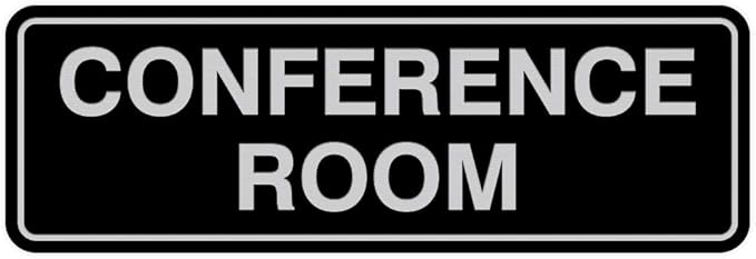 Standard Conference Room Sign - Black/Silver - Small 2 Pack