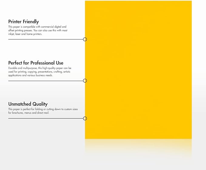 LUXPaper 8.5" x 11" Paper | Letter Size | Sunflower Yellow | 80lb. Text | 250 Qty