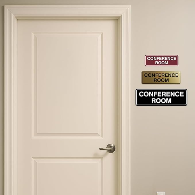 Standard Conference Room Sign - Black/Gold - Large 5 Pack