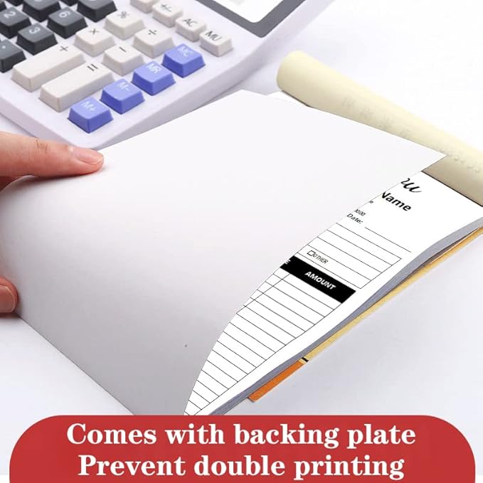 Custom Carbonless Sales Invoice Form Books for Small Business, Personalized NCR 2-Part Receipt Book with Carbon Copies, Cover Add Company Name, Address and Number Printed