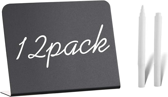 12 Pack Mini Chalkboard Signs - 4"x3" for Food, Party, Buffet, Wedding & Bakery